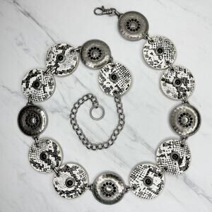 Black Rhinestone Studded Faux Leather Chain Belt Large (L/XL) ✨